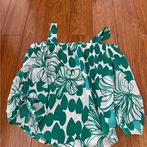 Green and White Floral Off-Shoulder Top Manuheali’i